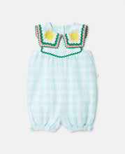 Load image into Gallery viewer, Baby Check Jumpsuit with Sunflower Embroidery
