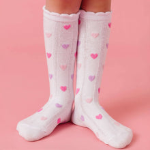 Load image into Gallery viewer, Darling Hearts Scalloped Knee High Socks
