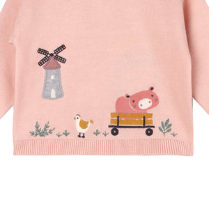 Organic Cotton Farm Windmill Applique Sweater