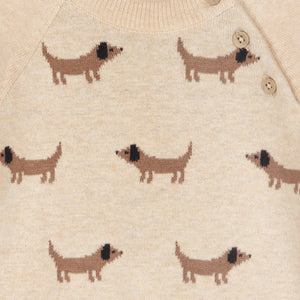 Doxie Dog Jacquard Knit Baby Raglan Pullover (Organic)