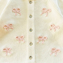 Load image into Gallery viewer, Baby Cardigan Sweater with Pink Bows
