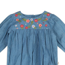 Load image into Gallery viewer, Ida Floral Embroidery Denim Baby Romper &amp; Headband (Organic)
