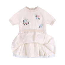 Load image into Gallery viewer, Bird Floral Embroidered Tutu Knit Baby Dress (Organic)
