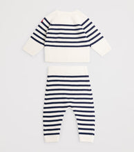 Load image into Gallery viewer, White and Navy Stripe Sweater and Pants Set

