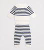 White and Navy Stripe Sweater and Pants Set