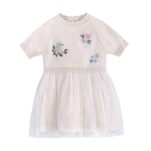 Load image into Gallery viewer, Bird Floral Embroidered Tutu Knit Baby Dress (Organic)
