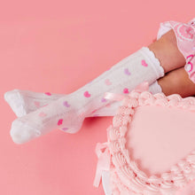Load image into Gallery viewer, Darling Hearts Scalloped Knee High Socks
