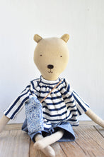 Load image into Gallery viewer, Agatha the Bear – Heirloom Wool Doll in Harbor Stripes
