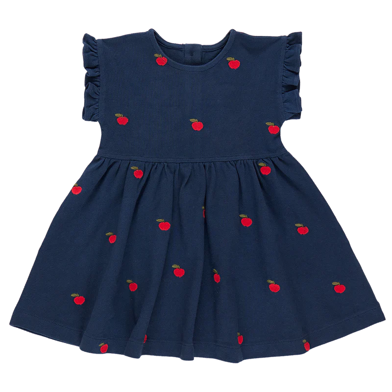 Embroidered Apples Adaline Ruffle Dress