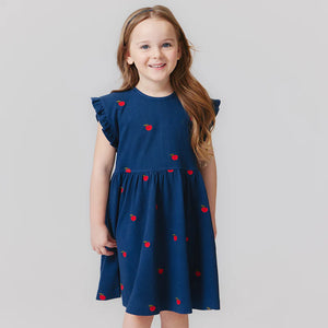 Embroidered Apples Adaline Ruffle Dress