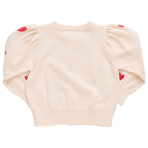 Cream and Red Hearts Constance Sweater