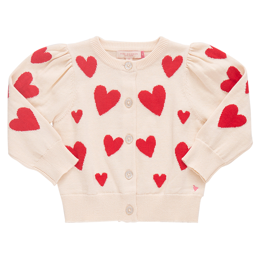 Cream and Red Hearts Constance Sweater