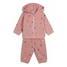 Load image into Gallery viewer, Pink children's hoodie and pants set with rainbow patterns
