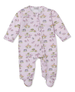 Jungle Safari Zip Footie- Pink