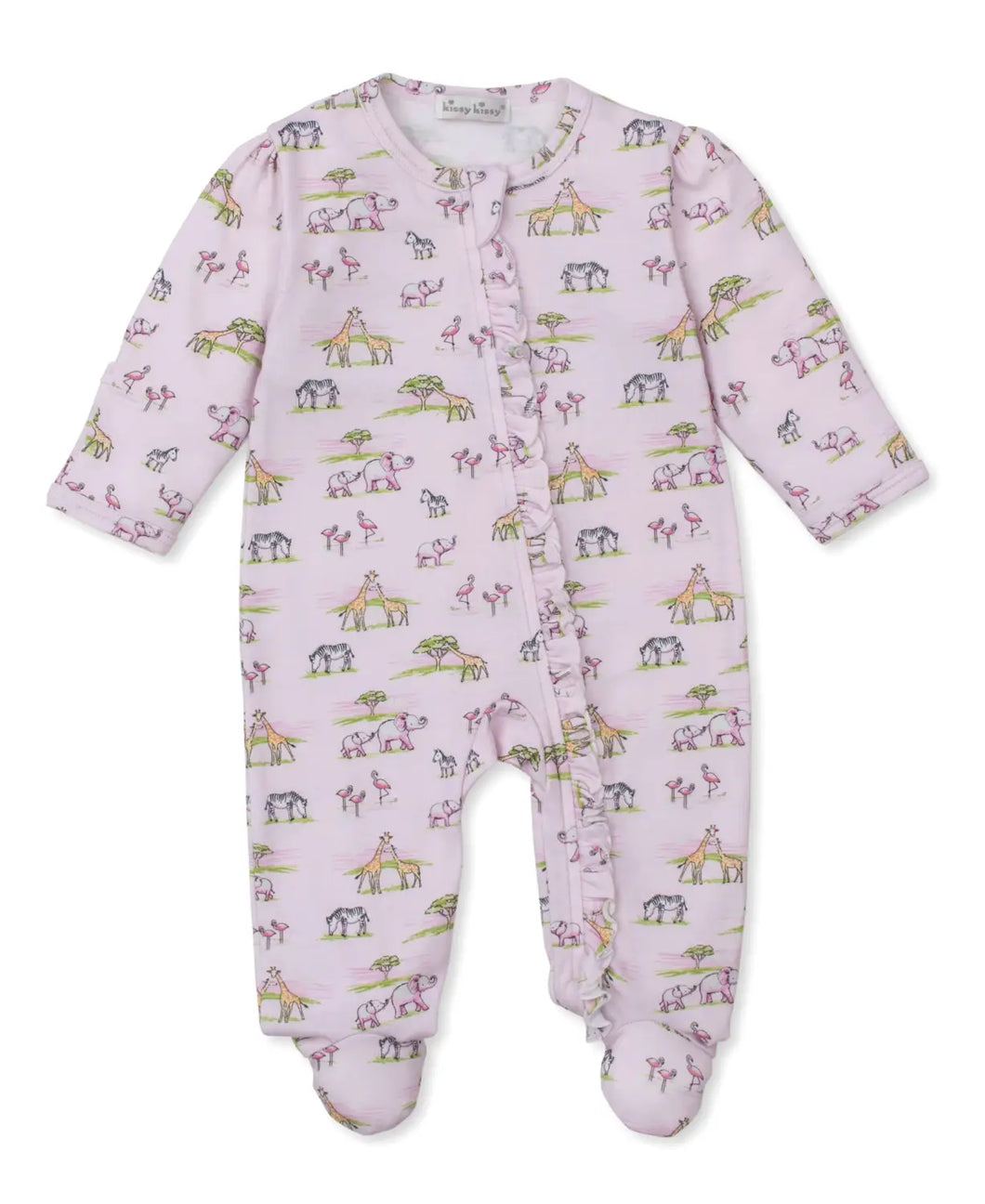 Jungle Safari Zip Footie- Pink