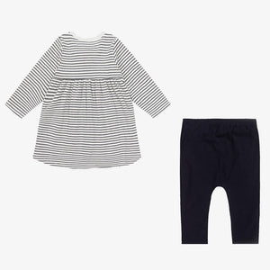Baby Long Sleeve Striped Dress with Leggings