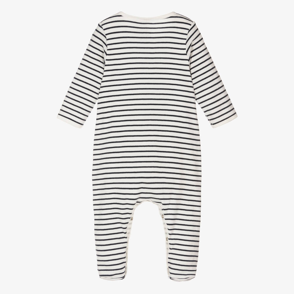 Front Snap Striped Footie with Attached Bodysuit
