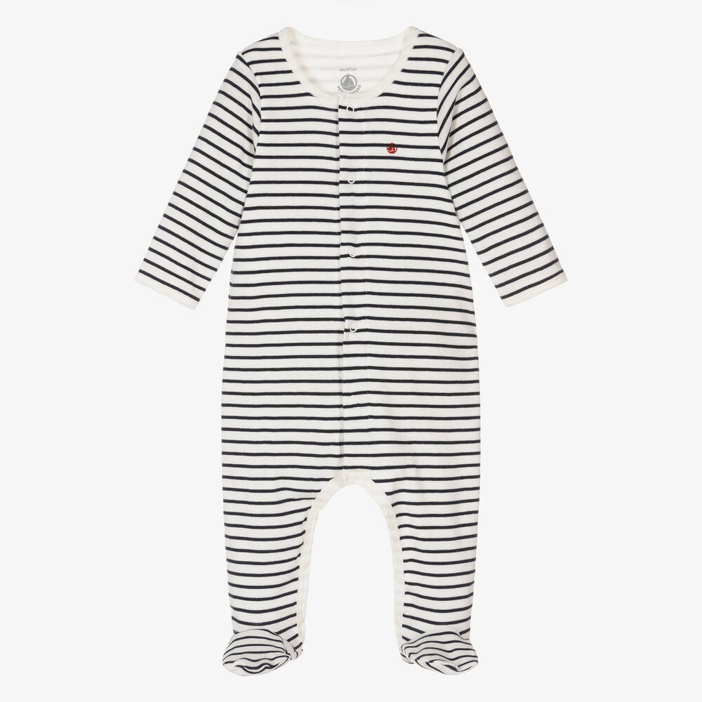 Striped Footie with Attached Bodysuit