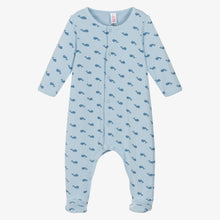 Load image into Gallery viewer, Whale Print Footie with Attached Onesie
