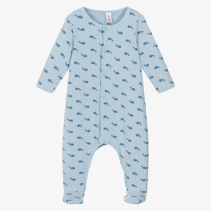 Whale Print Footie with Attached Onesie