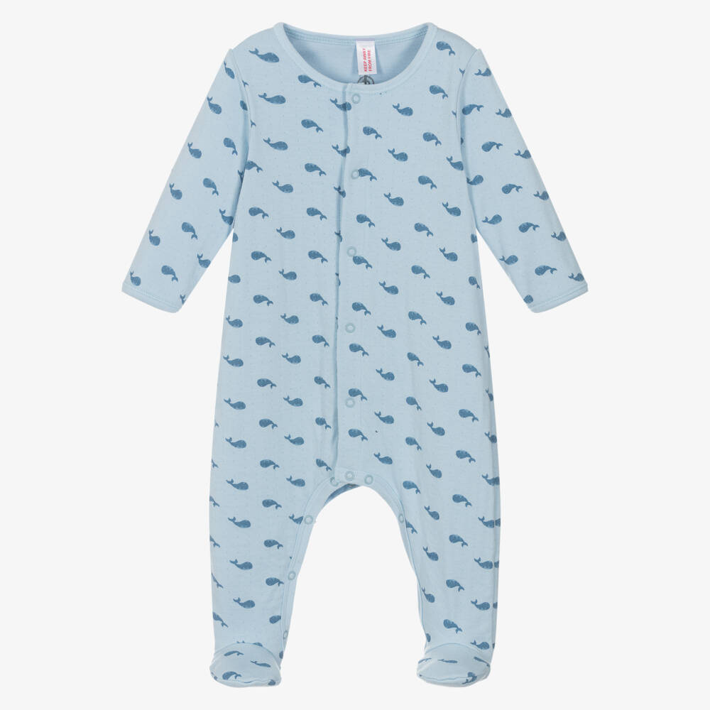 Whale Print Footie with Attached Onesie