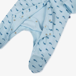 Whale Print Footie with Attached Onesie