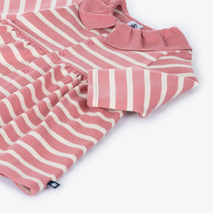 Baby Long-Sleeve Snap Front Striped Dress with Collar