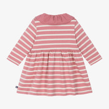 Load image into Gallery viewer, Baby Long-Sleeve Snap Front Striped Dress with Collar
