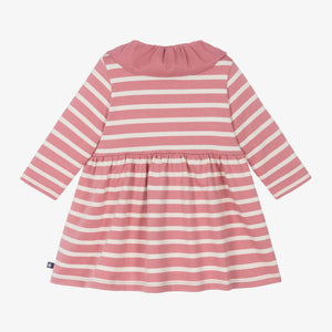 Baby Long-Sleeve Snap Front Striped Dress with Collar