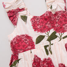 Load image into Gallery viewer, Pink Stripe Hydrangeas Via Dress
