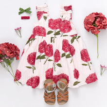 Load image into Gallery viewer, Pink Stripe Hydrangeas Via Dress
