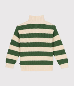 Striped Green Quarter-Zip Sweater