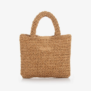 Raffia Tote Bag with Sunflower Emboidery