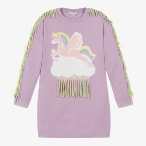 Fringed Unicorn Sweatshirt Dress