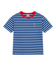 Load image into Gallery viewer, Navy Stripe Tee with Red Trim
