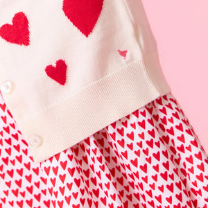 Cream and Red Hearts Constance Sweater