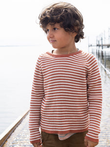 Stripe Cotton Sweater - Spice and Off White