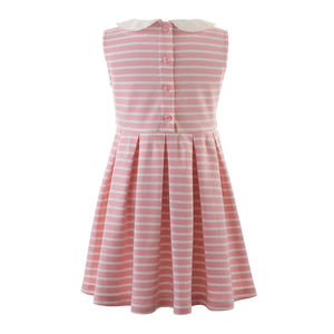 Baby Breton Stripe Jersey Dress- Pink