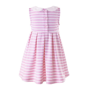 Breton Stripe Jersey Dress- Pink