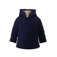 Load image into Gallery viewer, Navy Quilted Hooded Jacket
