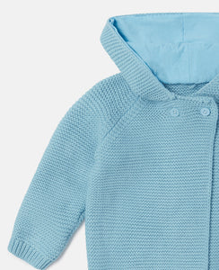 Baby Knit Hooded Cardigan with Ears- Blue