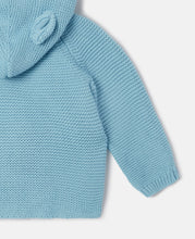 Load image into Gallery viewer, Baby Knit Hooded Cardigan with Ears- Blue
