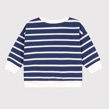 Load image into Gallery viewer, Baby Wide-Stripe Sweatshirt with Button at Neck
