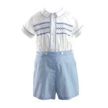 Load image into Gallery viewer, Boy Striped Smocked Set
