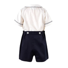 Load image into Gallery viewer, Boy Navy Smocked Set
