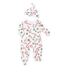 Load image into Gallery viewer, Candy Cane Footie and Hat Set
