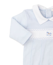 Load image into Gallery viewer, Hand-Smocked Rocking Horse Footie - Blue
