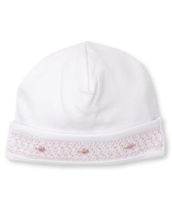 CLB Fall Bishop Hat with Hand Smocking in White and Pink