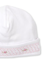 Load image into Gallery viewer, CLB Fall Bishop Hat with Hand Smocking in White and Pink
