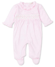 Load image into Gallery viewer, Rosebud Hand Smocked Pink Footie
